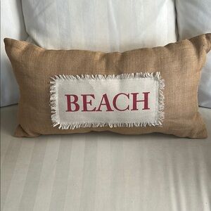 Beach Tan and Red Accent Pillow